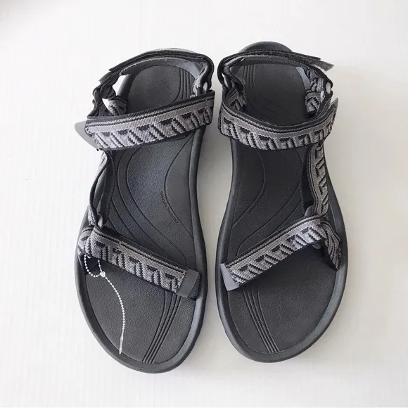 TEVA  Gray and Black Velcro Strap Sandals