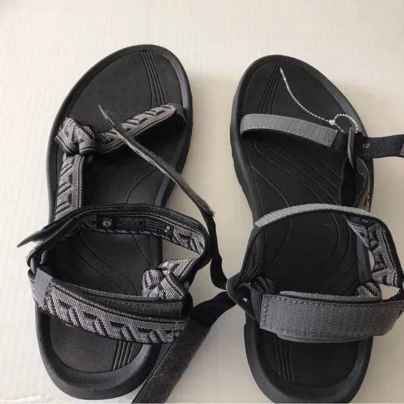 TEVA  Gray and Black Velcro Strap Sandals
