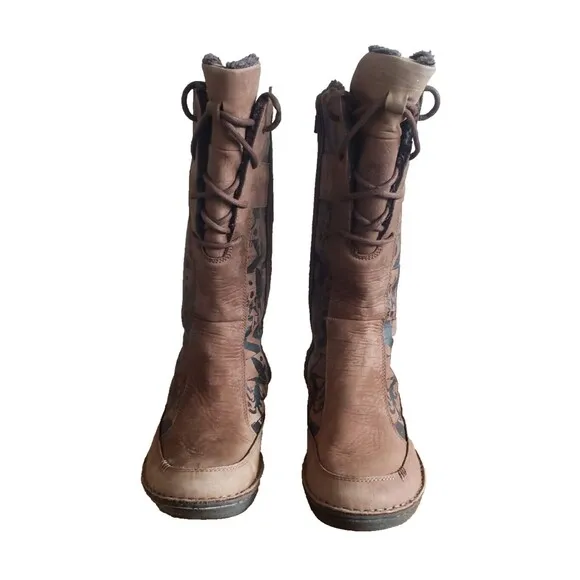 TEVA Kiru Brown Nubuck Leather Aztec Fleece Lined Mid Calf Boots Women's Size 9