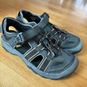 TEVA OMNIUM 2 SANDALS BLACK BROWN SPORT WATER SHOES buckle MEN US 12 EUR 45.5