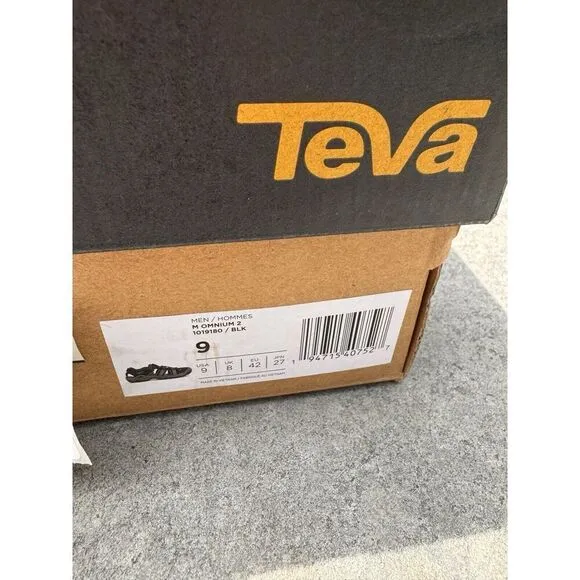 Teva Omnium 2 Black Strap Trail Hiking Sport Sandals Mens Size 9 New in Box