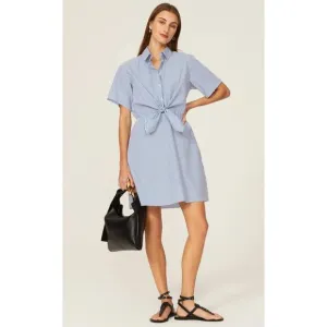 Thakoon Striped Button Front Tie Waist Shirt Dress Blue White - Size 4