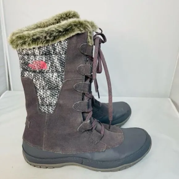 The North Face Women's Leather Boots Nuptse Purna II Primaloft Size 10 Excellent
