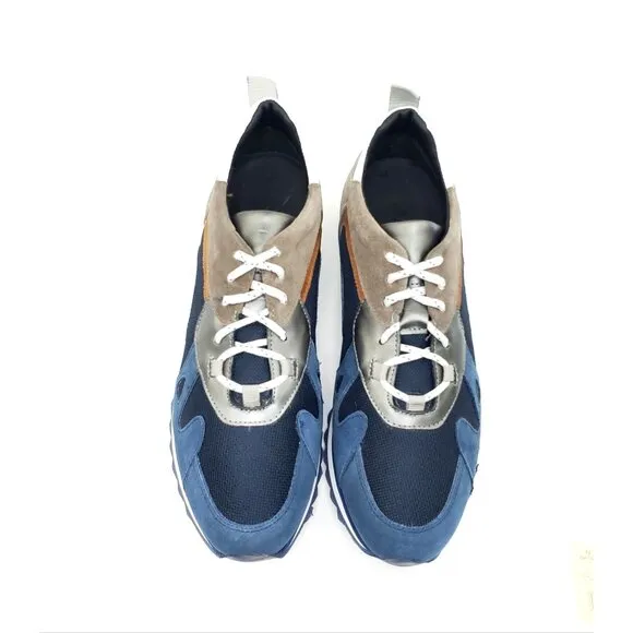 The Tyler Blue Vince Sneaker Blue Leather Mesh Shoes Mens EUR 44/US 10.5