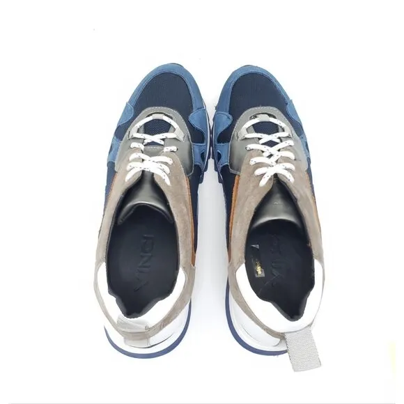 The Tyler Blue Vince Sneaker Blue Leather Mesh Shoes Mens EUR 44/US 10.5