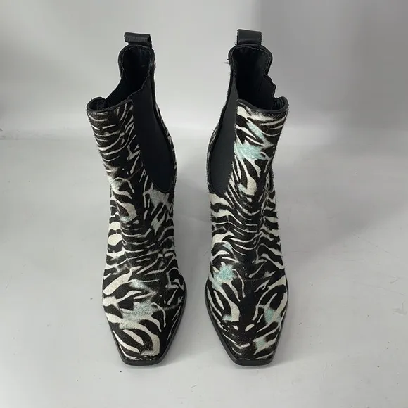 THE wishbone boots animal print leather upper eccentric unique artsy sz 7
