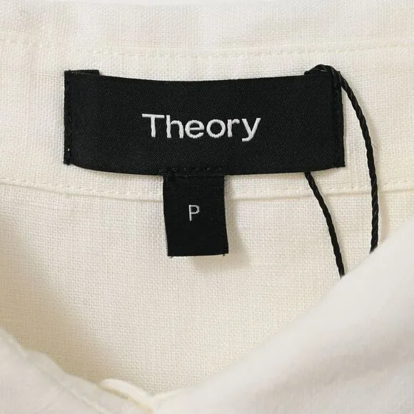 Theory Belted Maxi Shirt Dress in White Linen