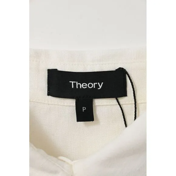 Theory Belted Maxi Shirt Dress in White Linen