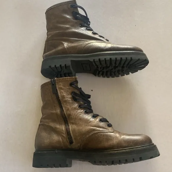 THURSDAY Boot Co. Women’s Brown Soft Leather Lace Up Boots w/ Side Zippers Sz 7