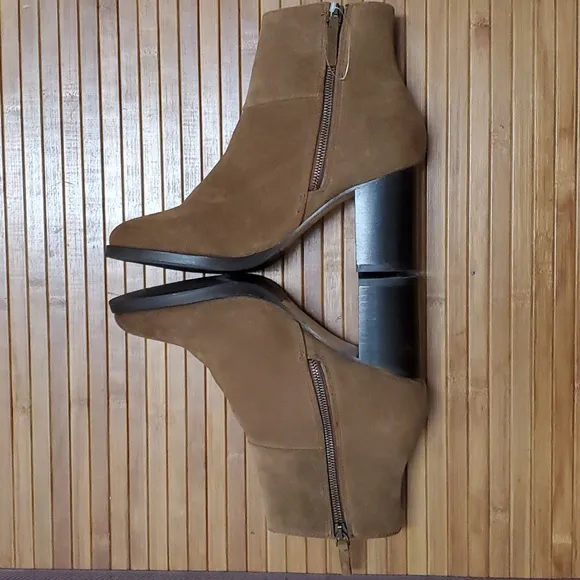 THURSDAY BOOT COMPANY, The Modern Zip Up Suede Ankle Boots, Cognac, Size 8, NWOT