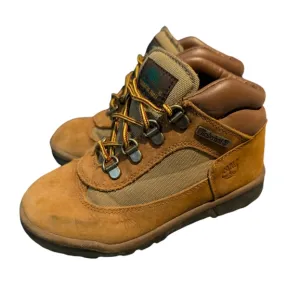 Timberland Boy 1 Leather Boots Tan Brown Lace Up Cushion Ankle Gently Used