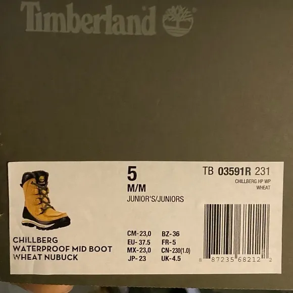 Timberland Junior Ridge ChillBerg Snow Boots Waterproof Wheat 3591R