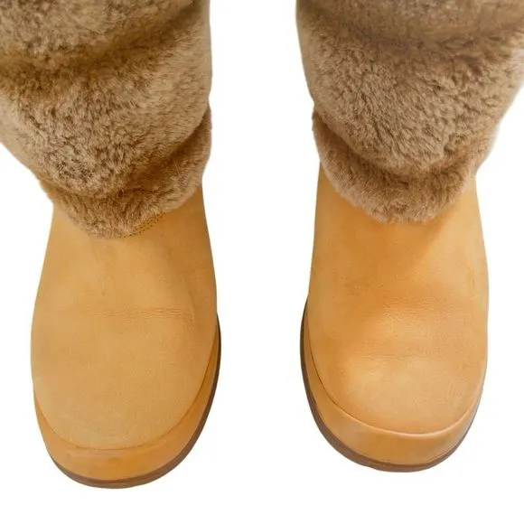 Timberland Kickadila‎ Wheat Nubuck Leather &amp; Faux Fur Tall Boots  — SZ 9 EUC