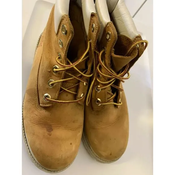TIMBERLAND Men's Sz 5‎ Wheat White Suede Boots Rare Color Combo