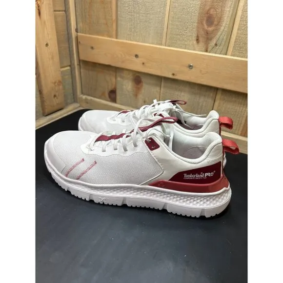 Timberland PRO Womens Composite Safety Toe Shoes White &amp; Red Anti-Fatigue Size 9