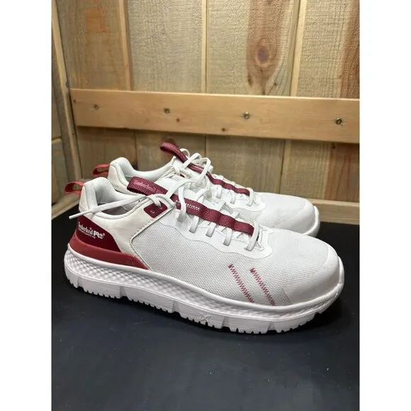 Timberland PRO Womens Composite Safety Toe Shoes White &amp; Red Anti-Fatigue Size 9