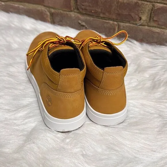 Timberland Men’s Tan Leather/Fabric Davis Square Chukka Sneaker Boots 11