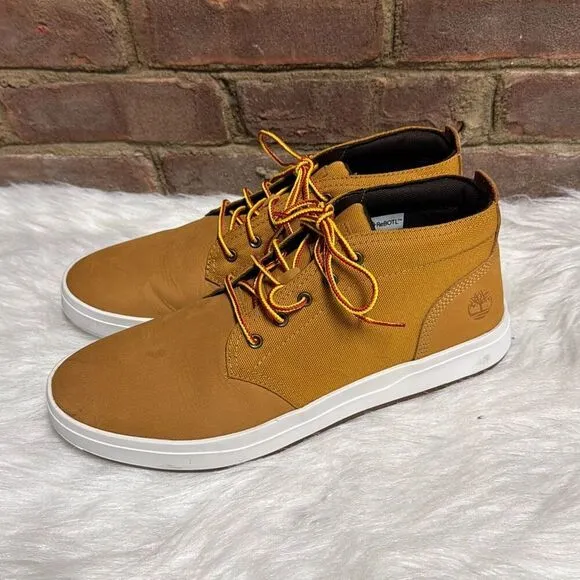 Timberland Men’s Tan Leather/Fabric Davis Square Chukka Sneaker Boots 11