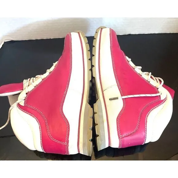 TIMBERLAND PINK &amp; WHITE 6” LEATHER BOOTS, SIZE 9.5 Medium Women’s
