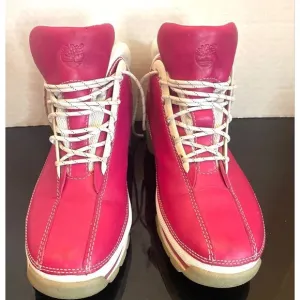 TIMBERLAND PINK &amp; WHITE 6” LEATHER BOOTS, SIZE 9.5 Medium Women’s