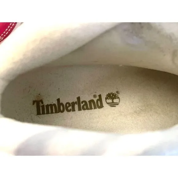 TIMBERLAND PINK &amp; WHITE 6” LEATHER BOOTS, SIZE 9.5 Medium Women’s