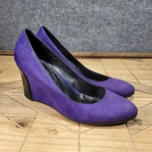 TODS Women's Size 6 EU 36 Royal Purple Suede Wedge Heels Fashion Shoes