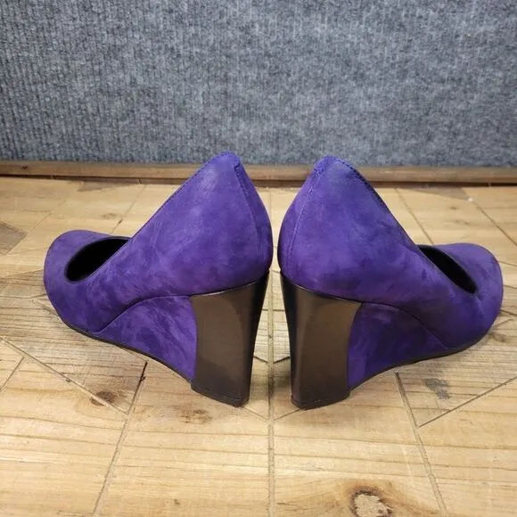 TODS Women's Size 6 EU 36 Royal Purple Suede Wedge Heels Fashion Shoes