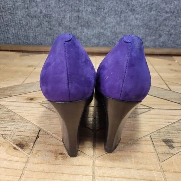 TODS Women's Size 6 EU 36 Royal Purple Suede Wedge Heels Fashion Shoes