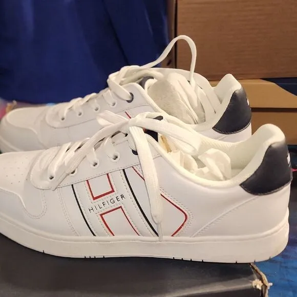 Tommy Hilfiger Men's White and Black Sneakers Tecola 👟 size 11.5 perfect condit