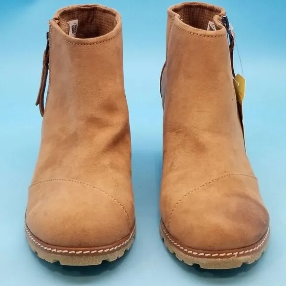 Toms Avery Brown Side Zip Wedge Boots - Size 11 - NWT