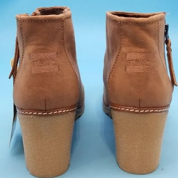 Toms Avery Brown Side Zip Wedge Boots - Size 11 - NWT