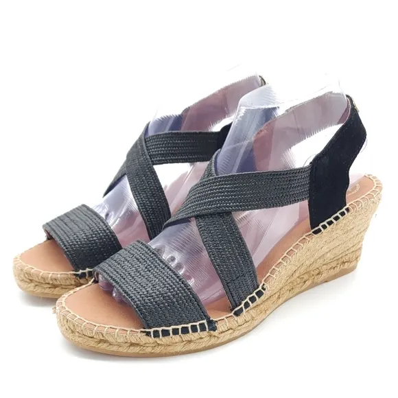 TONI PONS Women's Irina Wedge Open Toe Heel Espadrille Sandal Elastic Size 40