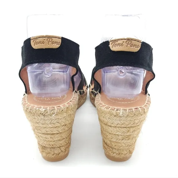 TONI PONS Women's Irina Wedge Open Toe Heel Espadrille Sandal Elastic Size 40