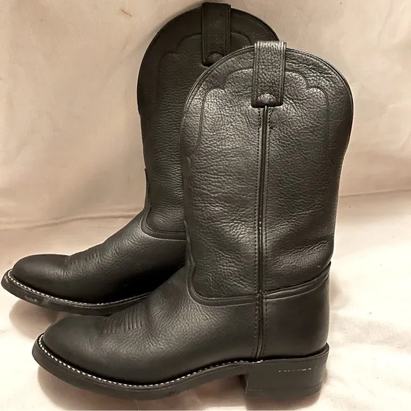 Tony Lama black leather cowboy boots
