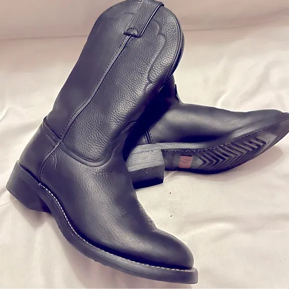Tony Lama black leather cowboy boots