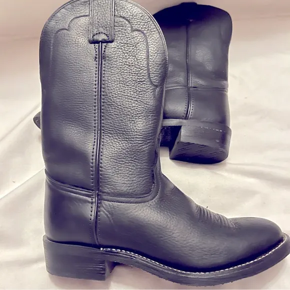 Tony Lama black leather cowboy boots