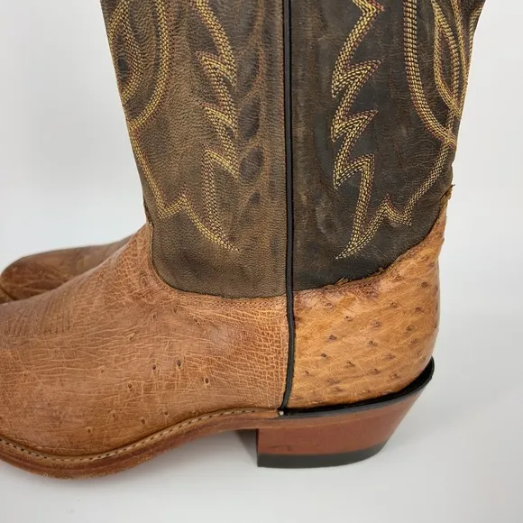 Tony Lama Boots Mens Size 10.5 Narrow Ostrich Western Brown Cowboy USA Leather