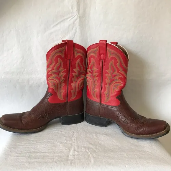 Tony Lama Red Leather Cowboy Boots