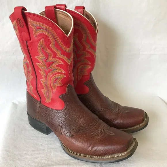 Tony Lama Red Leather Cowboy Boots