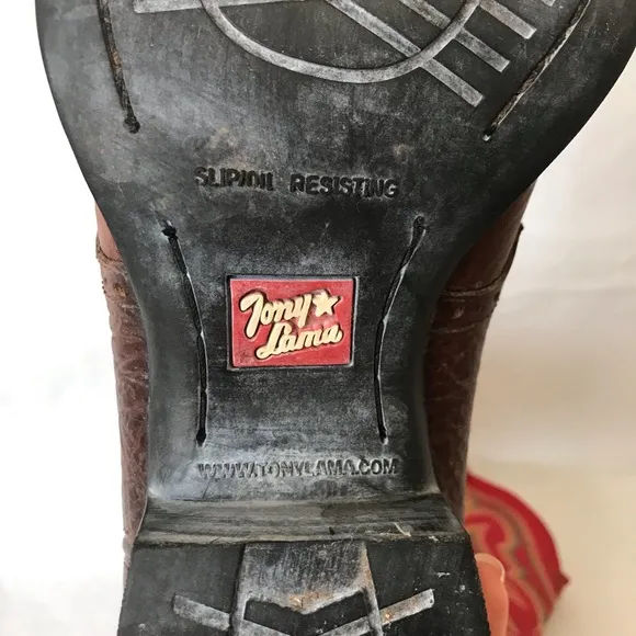 Tony Lama Red Leather Cowboy Boots