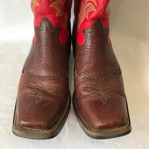 Tony Lama Red Leather Cowboy Boots