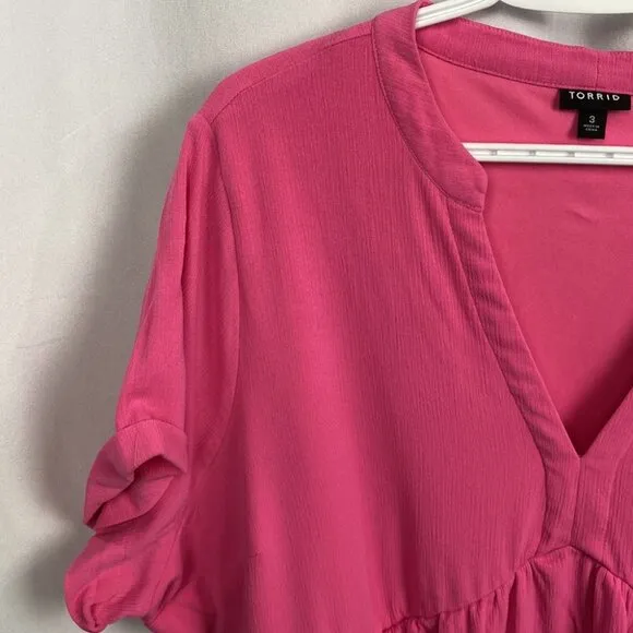 TORRID Mini Washable Gauze Hi Low Waist Tunic Dress - Sangria Sunset - Size 3X