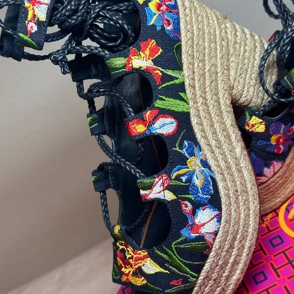 Tory Burch Black and Blue Espadrilles