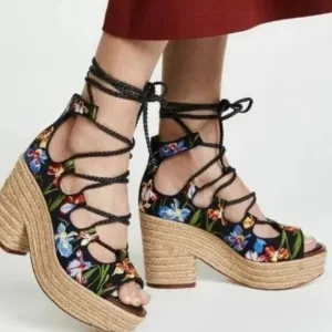 Tory Burch Black and Blue Espadrilles