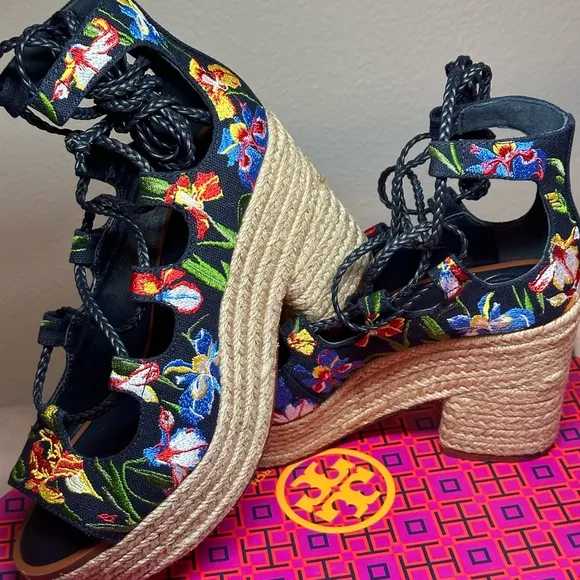Tory Burch Black and Blue Espadrilles