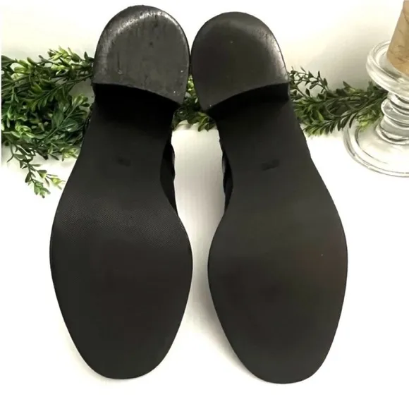 Tory Burch Black Chunky Heel Gold BucklesHastings Cross Straps Ankle Boots 9