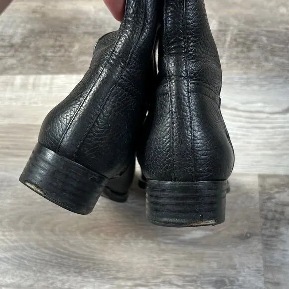 Tory Burch Black Leather Riding Boots Logo Knee High Size 6