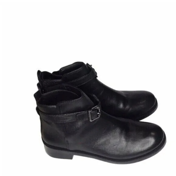 Tory Burch Bloomfield Chain Leather Ankle Bootie Black Leather Size 8.5 Moto