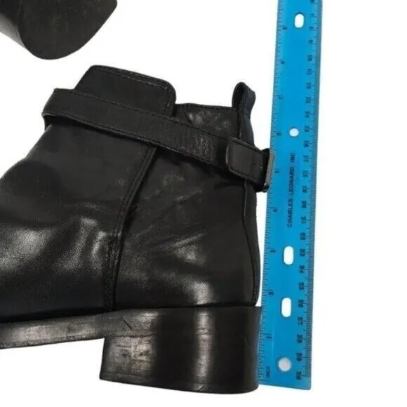 Tory Burch Bloomfield Chain Leather Ankle Bootie Black Leather Size 8.5 Moto
