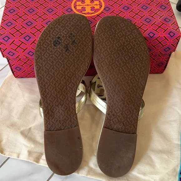 Tory Burch Gold Metallic‎ Miller Sandals. GUC. Size 8. With dust bag.